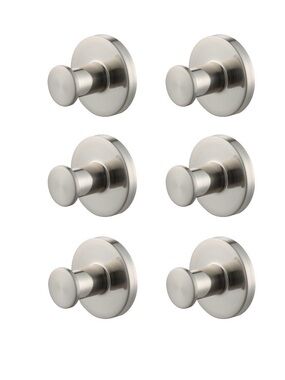 Mainstays 6 Pack Satin Nickel Round Robe Hooks Wall Mount Bath Hardware